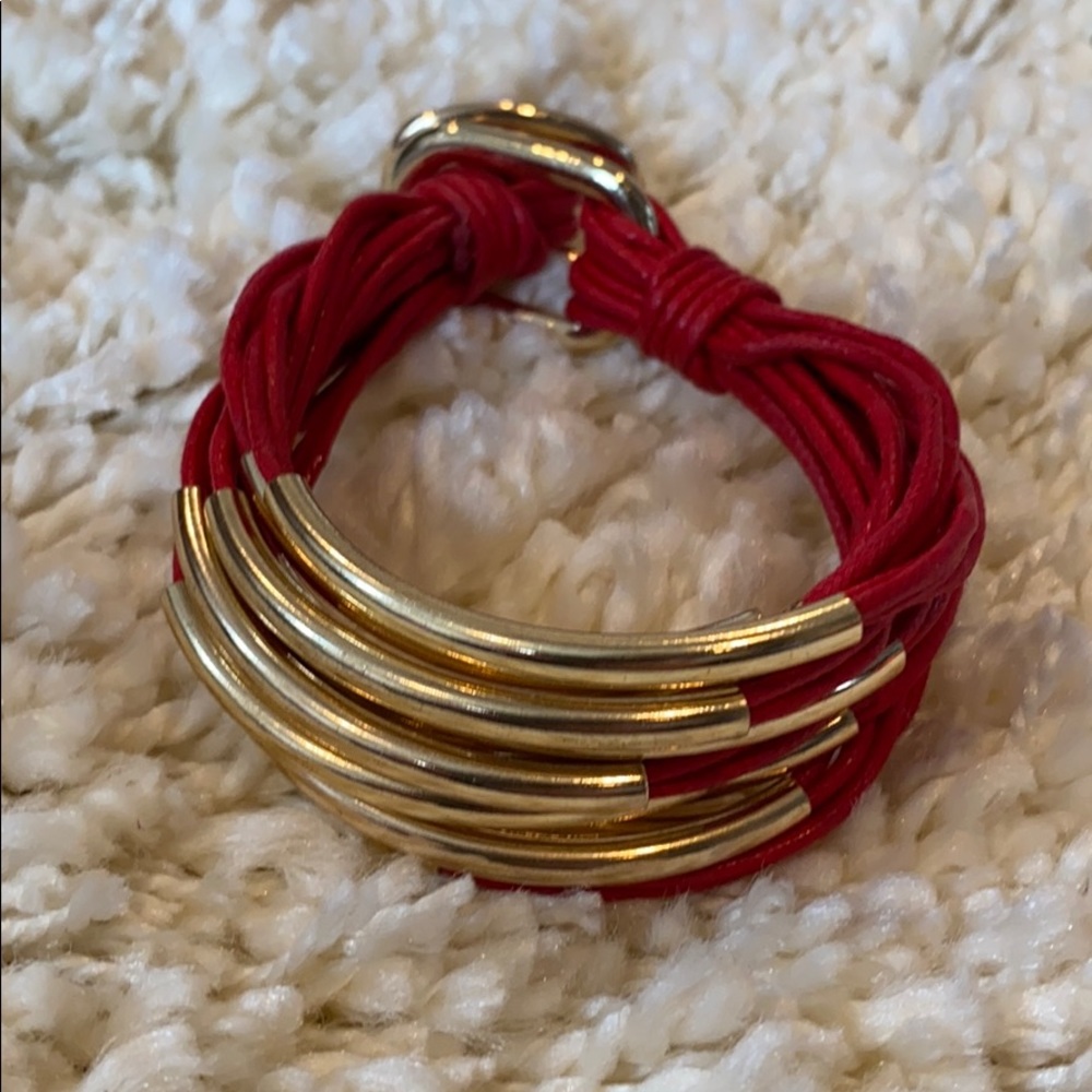 NWOT Red and Gold Multi-Cord Bracelet